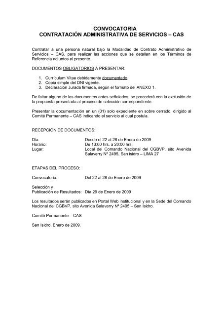 convocatoria contratación administrativa de servicios – cas