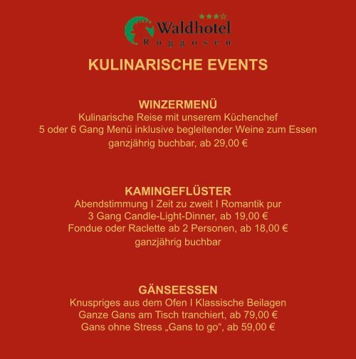 Booklet downloaden - Waldhotel Roggosen