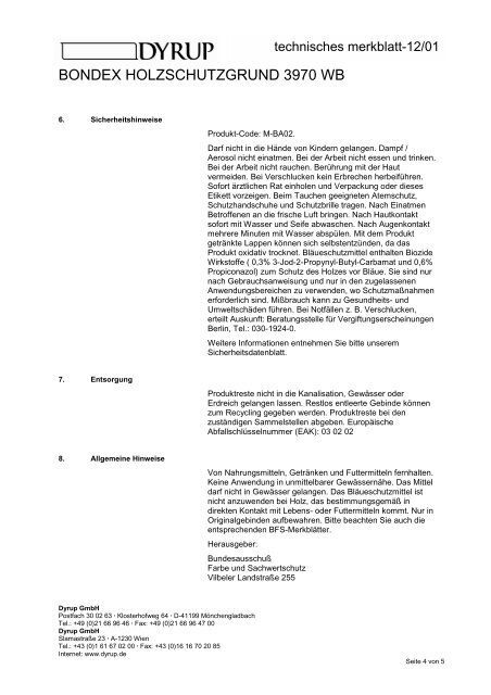 Technische Merkblatt-Sammlung Bondex / Dyrup - Fachhandel ...