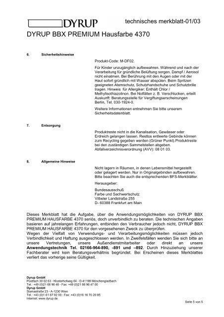 Technische Merkblatt-Sammlung Bondex / Dyrup - Fachhandel ...