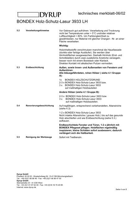 Technische Merkblatt-Sammlung Bondex / Dyrup - Fachhandel ...