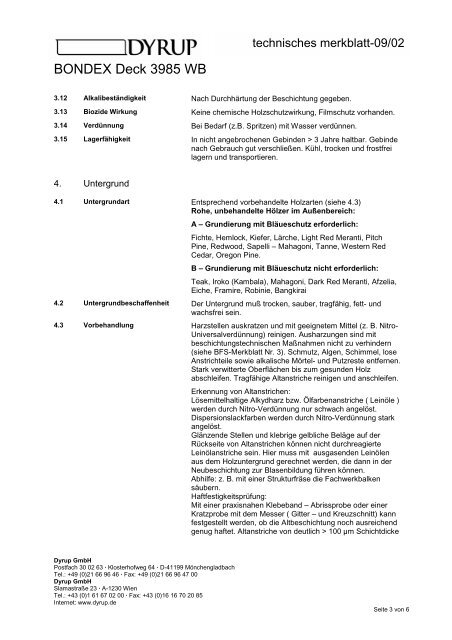 Technische Merkblatt-Sammlung Bondex / Dyrup - Fachhandel ...