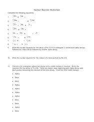 Nuclear Reaction Worksheet