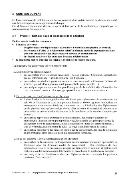 Cahier des charges, Elaboration d'un plan de mobilitÃ© ... - Euromedina