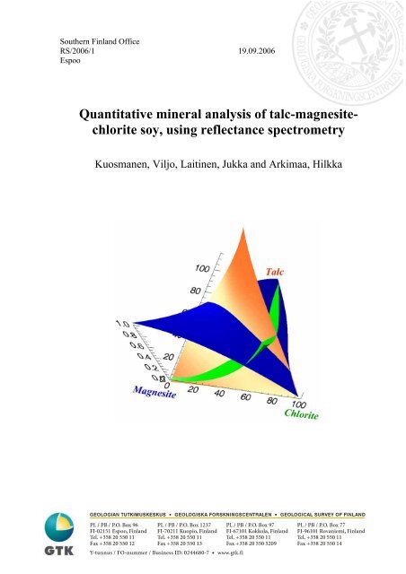 Quantitative mineral analysis of talc-magnesite ... - Arkisto.gsf.fi