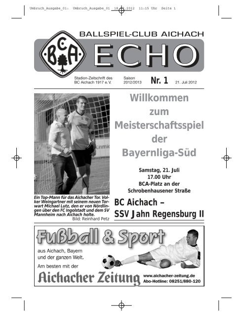 Willkommen zum Meisterschaftsspiel der Bayernliga-Süd - BC Aichach