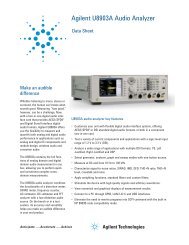 Agilent U8903A Audio Analyzer - Data Sheet - Tevet LLC