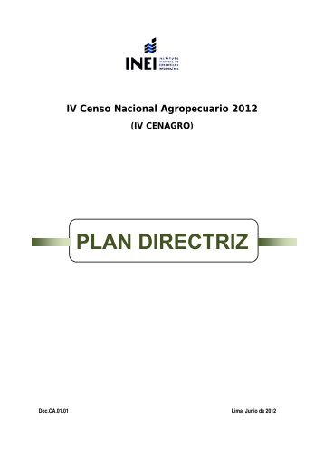 (IV CENAGRO) PLAN DIRECTRIZ - Inei