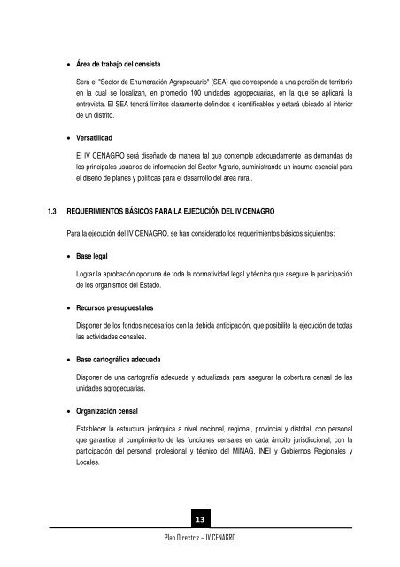 (IV CENAGRO) PLAN DIRECTRIZ - Inei