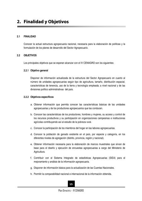 (IV CENAGRO) PLAN DIRECTRIZ - Inei