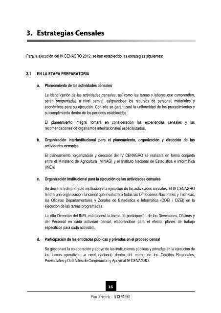 (IV CENAGRO) PLAN DIRECTRIZ - Inei