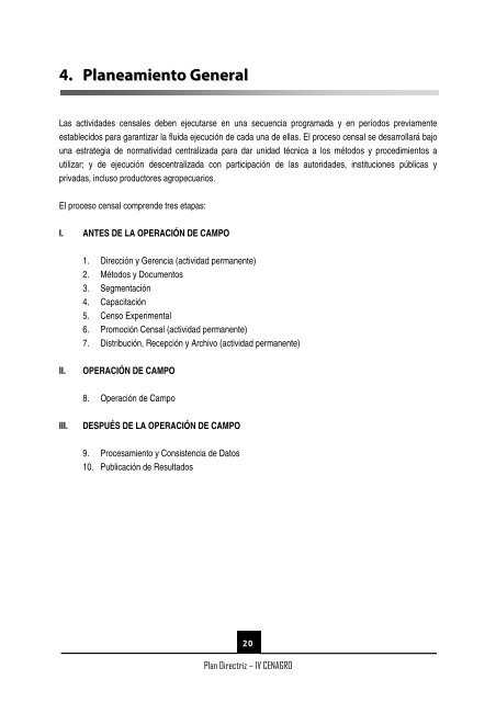 (IV CENAGRO) PLAN DIRECTRIZ - Inei