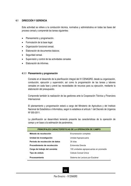 (IV CENAGRO) PLAN DIRECTRIZ - Inei