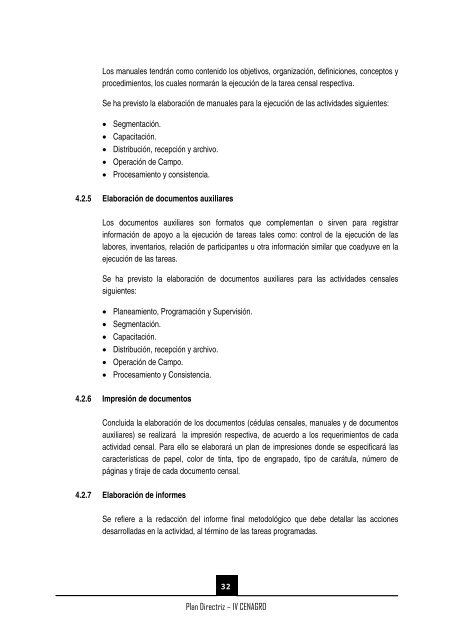 (IV CENAGRO) PLAN DIRECTRIZ - Inei