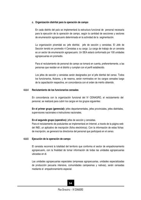 (IV CENAGRO) PLAN DIRECTRIZ - Inei