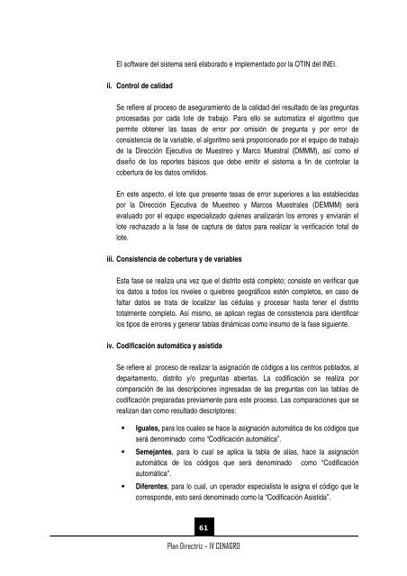 (IV CENAGRO) PLAN DIRECTRIZ - Inei