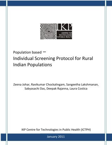 Population Based Individual Screening Protocol - IKP Centre for ...
