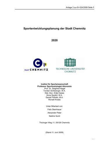 Sportentwicklungsplanung der Stadt Chemnitz 2020