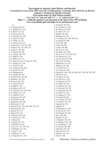 429 Norwegians in America, their History and Record ... - Astri My Astri