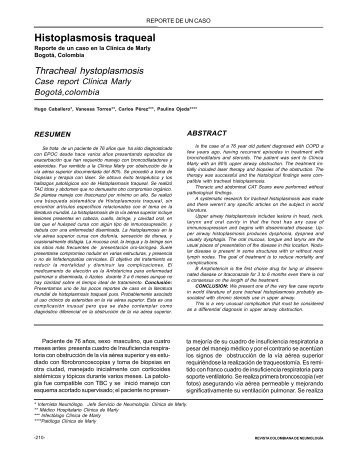 Histoplasmosis traqueal - Asoneumocito