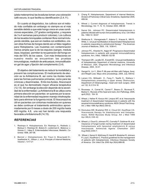 Histoplasmosis traqueal - Asoneumocito