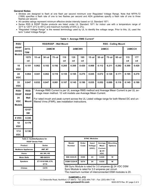 Cooper-Wheelock RSS-RSSP Series - Gamewell-FCI