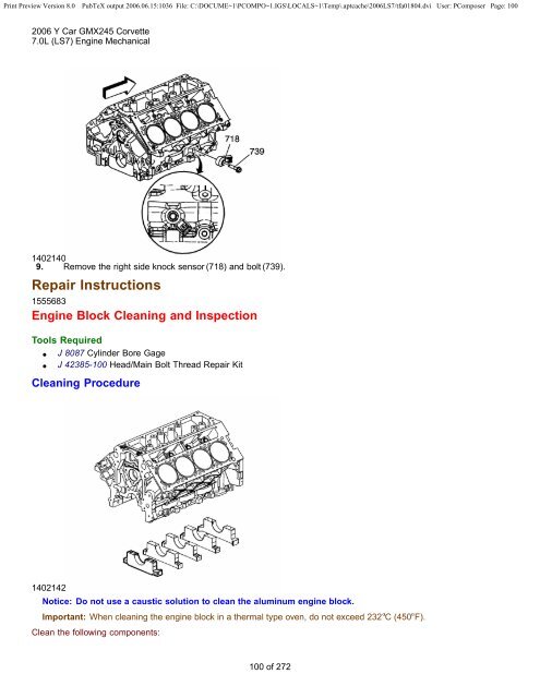 LS7 Corvette Mechanical Repair Specs (PDF) - Bakes Online