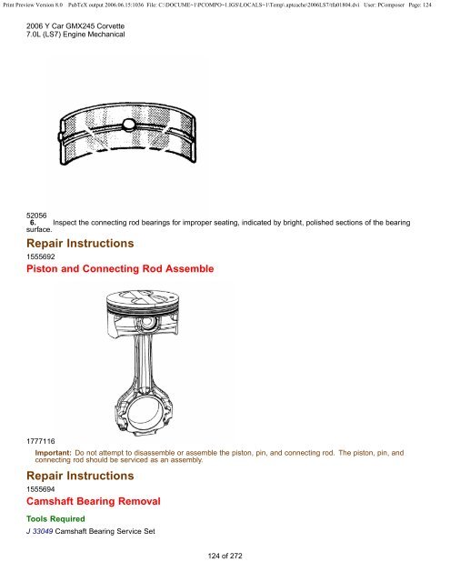 LS7 Corvette Mechanical Repair Specs (PDF) - Bakes Online