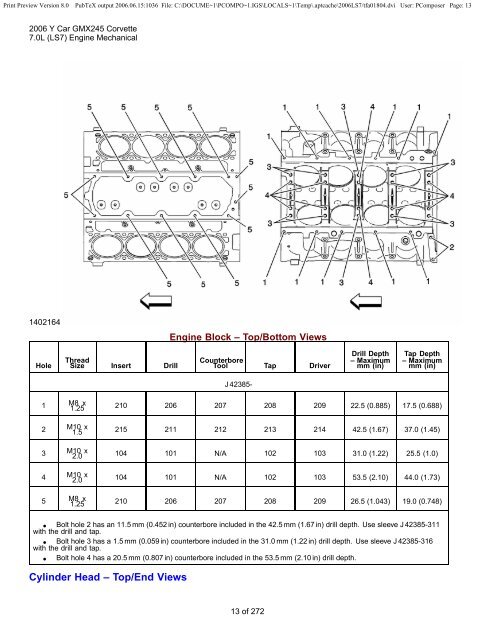 LS7 Corvette Mechanical Repair Specs (PDF) - Bakes Online