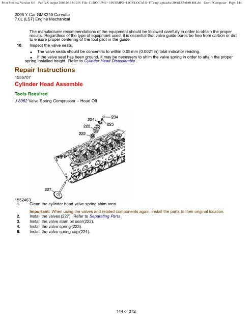 LS7 Corvette Mechanical Repair Specs (PDF) - Bakes Online