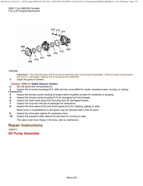 LS7 Corvette Mechanical Repair Specs (PDF) - Bakes Online