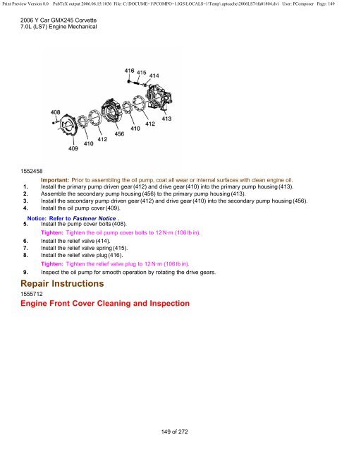 LS7 Corvette Mechanical Repair Specs (PDF) - Bakes Online