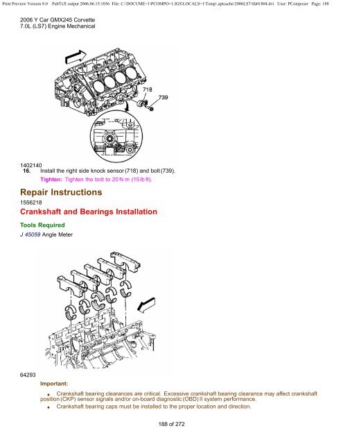 LS7 Corvette Mechanical Repair Specs (PDF) - Bakes Online