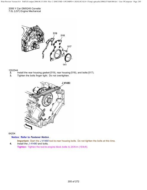 LS7 Corvette Mechanical Repair Specs (PDF) - Bakes Online