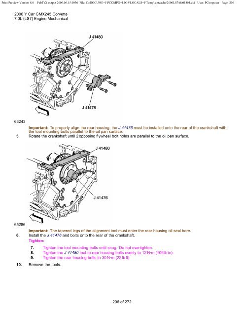 LS7 Corvette Mechanical Repair Specs (PDF) - Bakes Online