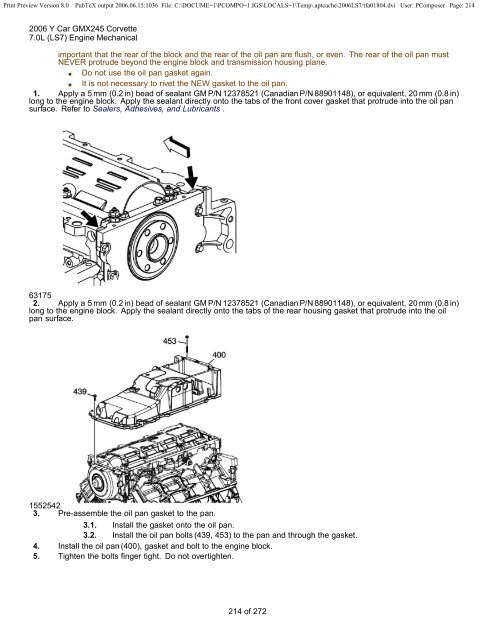 LS7 Corvette Mechanical Repair Specs (PDF) - Bakes Online