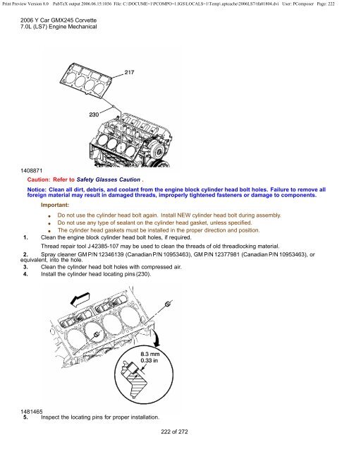 LS7 Corvette Mechanical Repair Specs (PDF) - Bakes Online