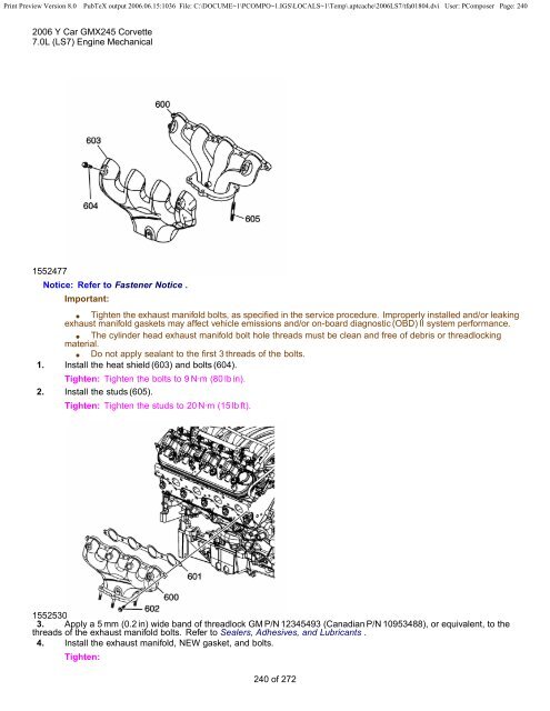 LS7 Corvette Mechanical Repair Specs (PDF) - Bakes Online