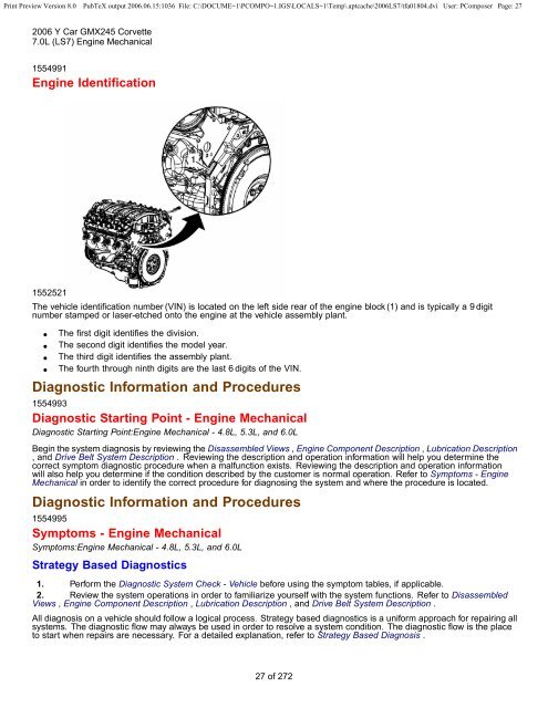 LS7 Corvette Mechanical Repair Specs (PDF) - Bakes Online