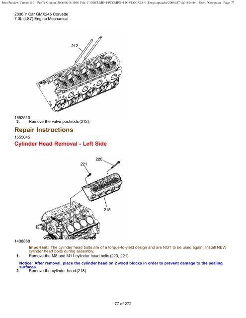 LS7 Corvette Mechanical Repair Specs (PDF) - Bakes Online