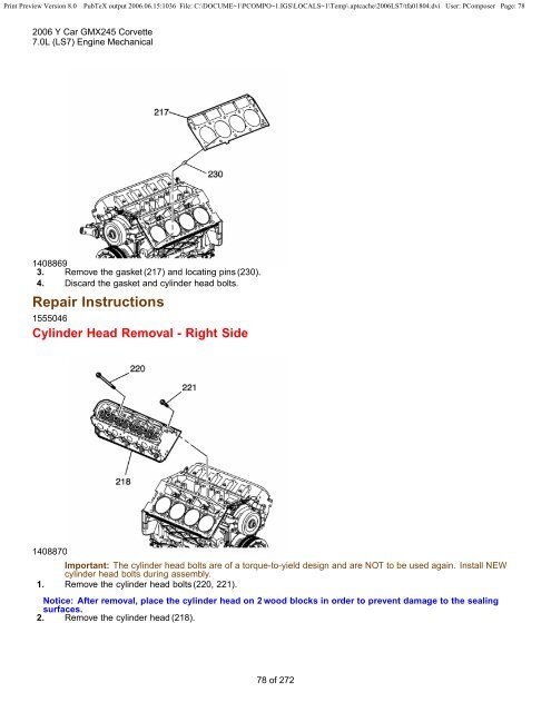 LS7 Corvette Mechanical Repair Specs (PDF) - Bakes Online