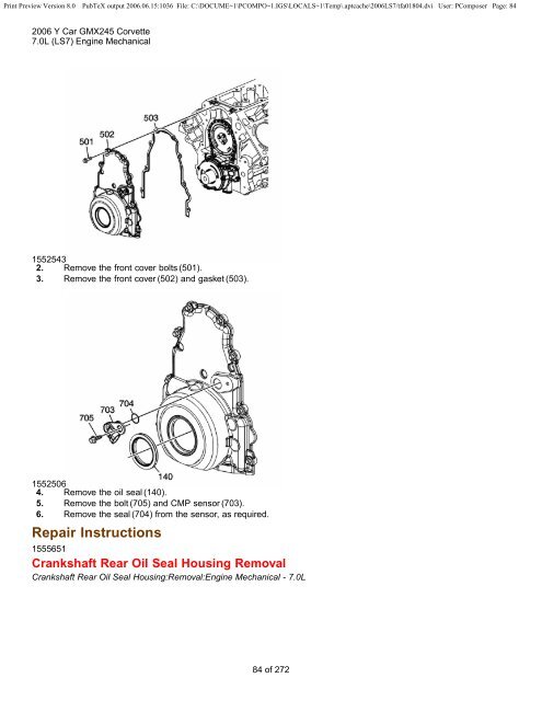 LS7 Corvette Mechanical Repair Specs (PDF) - Bakes Online