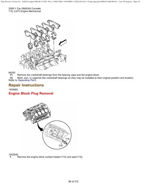 LS7 Corvette Mechanical Repair Specs (PDF) - Bakes Online