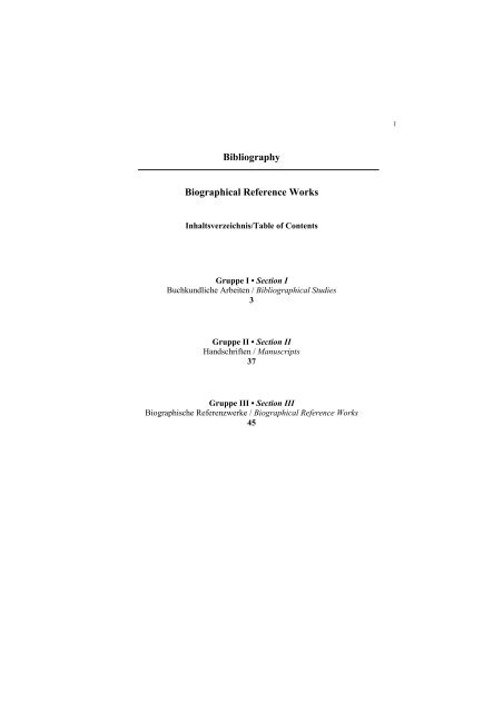 Bibliography Biographical Reference Works - Olms