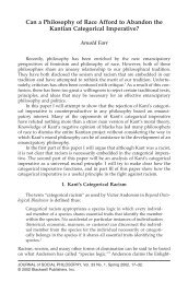 Can a Philosophy of Race Afford to Abandon the Kantian ...