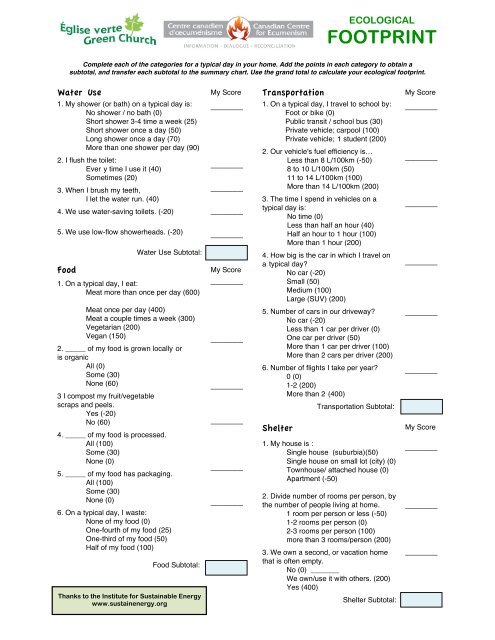 Ecological Footprint Calculator