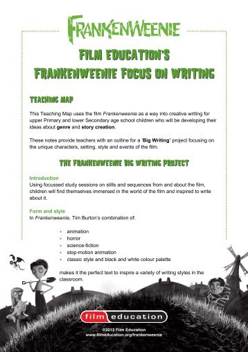 Frankenweenie Focus on Writing - Film Education