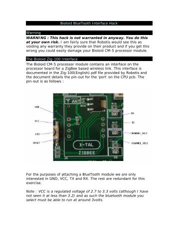 Bioloid BlueTooth Interface Hack - Robosavvy