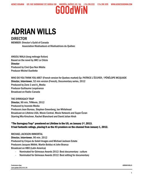 ADRIAN WILLS - Agence Goodwin