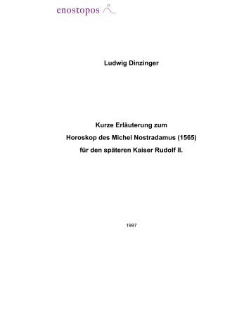 Ludwig Dinzinger Kurze Erläuterung zum Horoskop des Michel ...